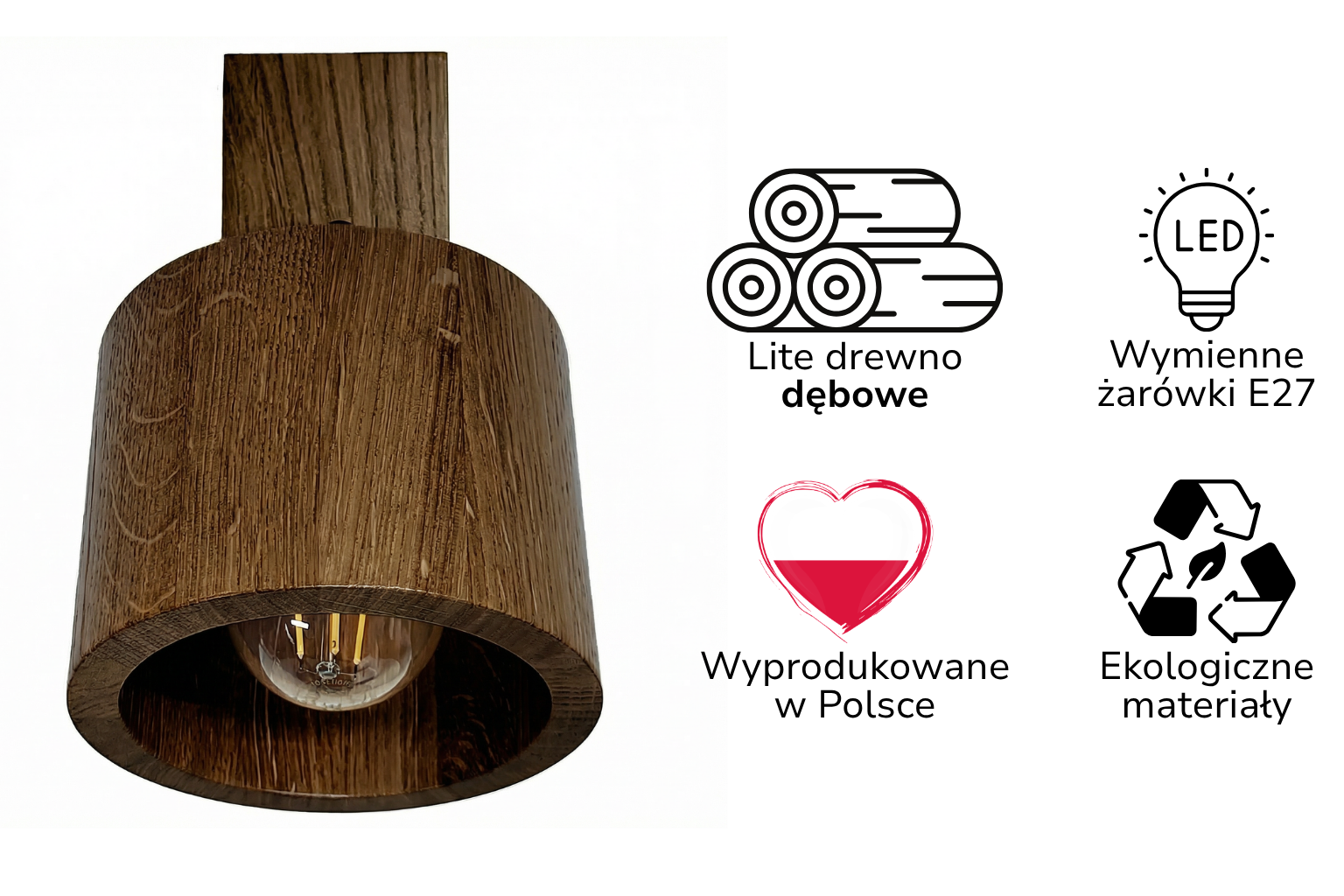 Kinkiet ścienny lampa ścienna ANTILIA loft drewniana Ciemny Dąb ∅135 STYLOWA Kinkiet ścienny lampa ścienna ANTILIA loft drewniana Ciemny Dąb ∅135 STYLOWA - zdjęcie 2