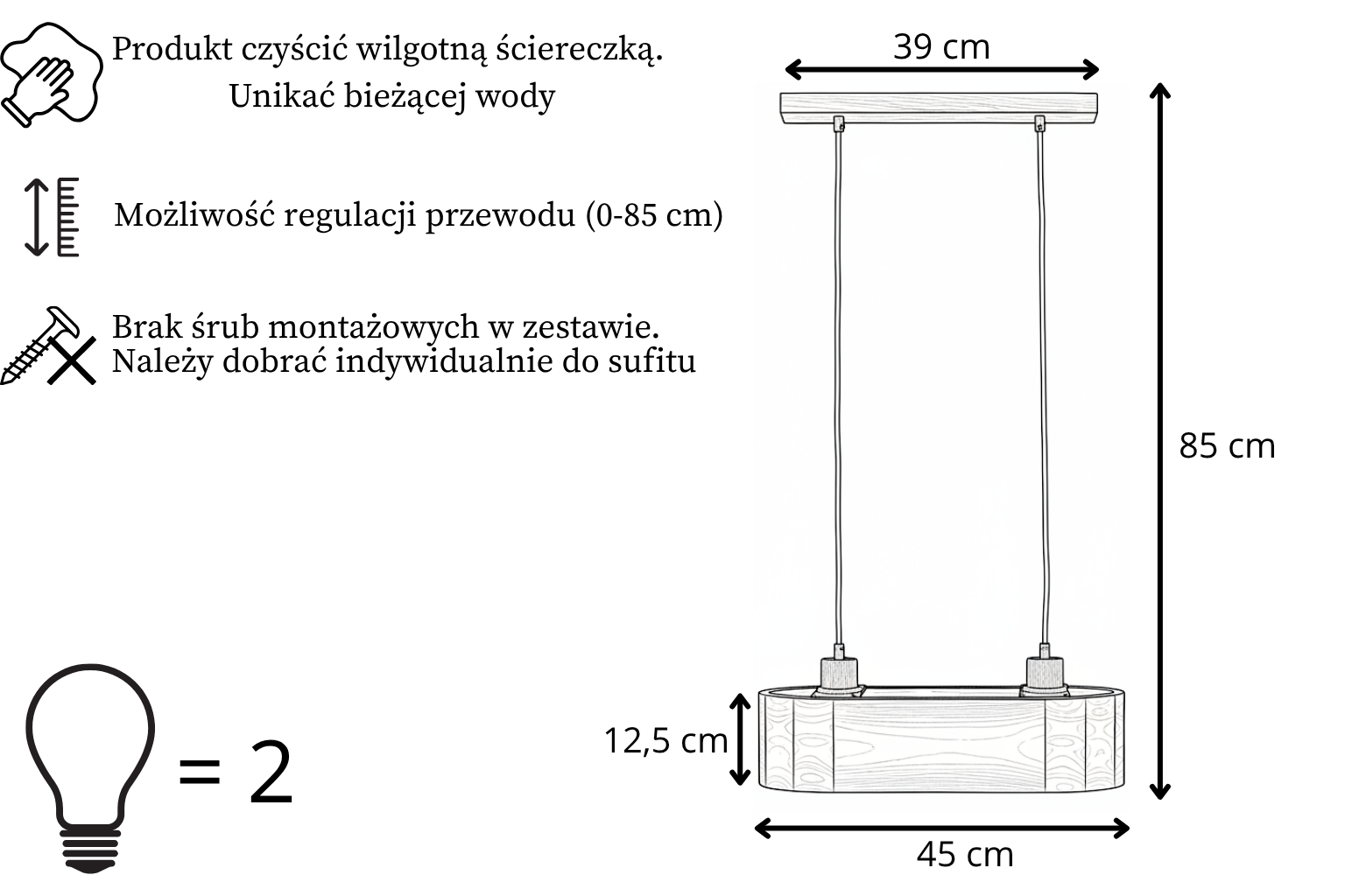 Lampa wisząca owalna ANTILIA żyrandol Ciemny Dąb 450mm Lampa wisząca owalna ANTILIA żyrandol Ciemny Dąb 450mm - zdjęcie 7