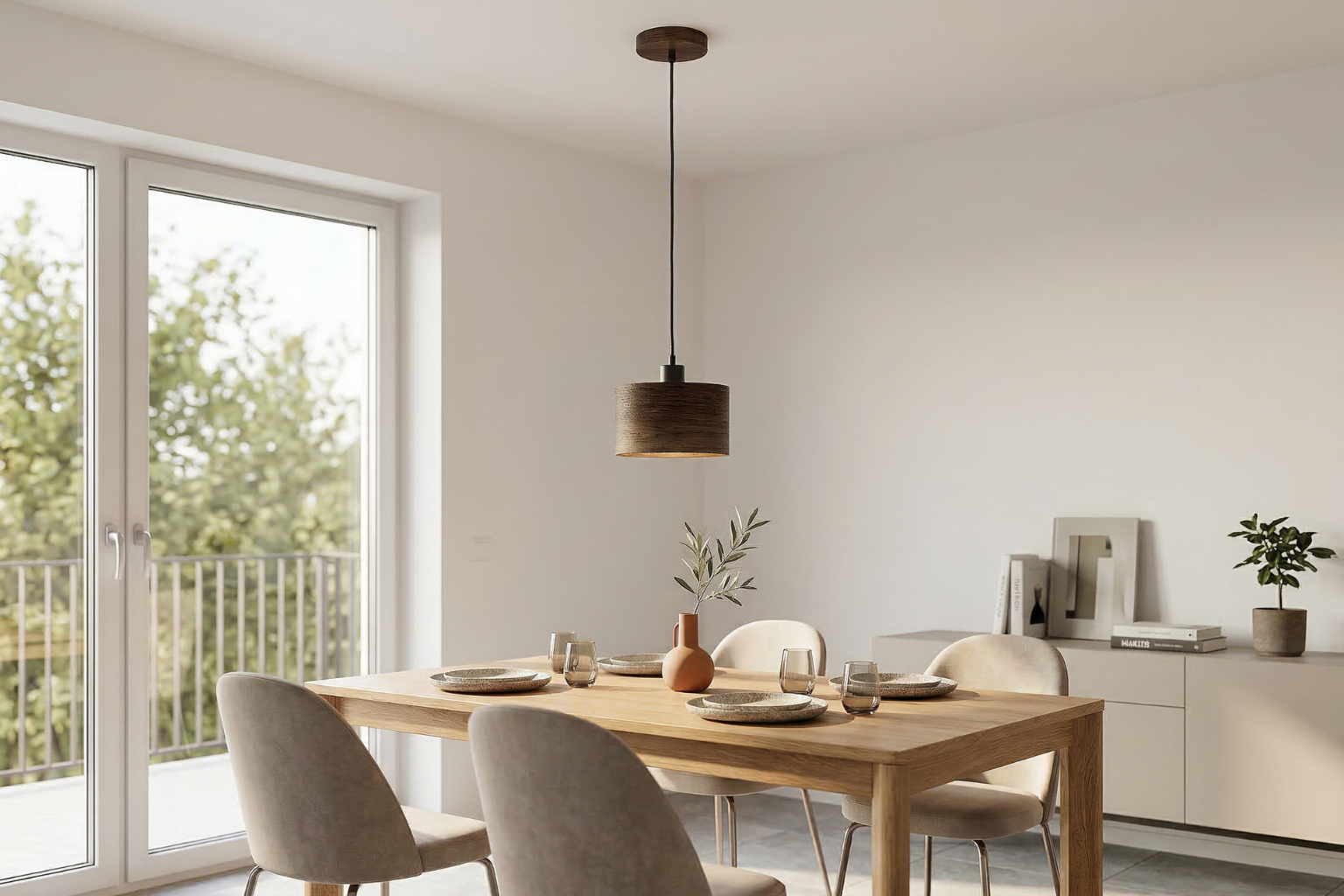 Lampa wisząca drewniana ANTILIA żyrandol Ciemny Dąb ∅205 - zdjęcie 4