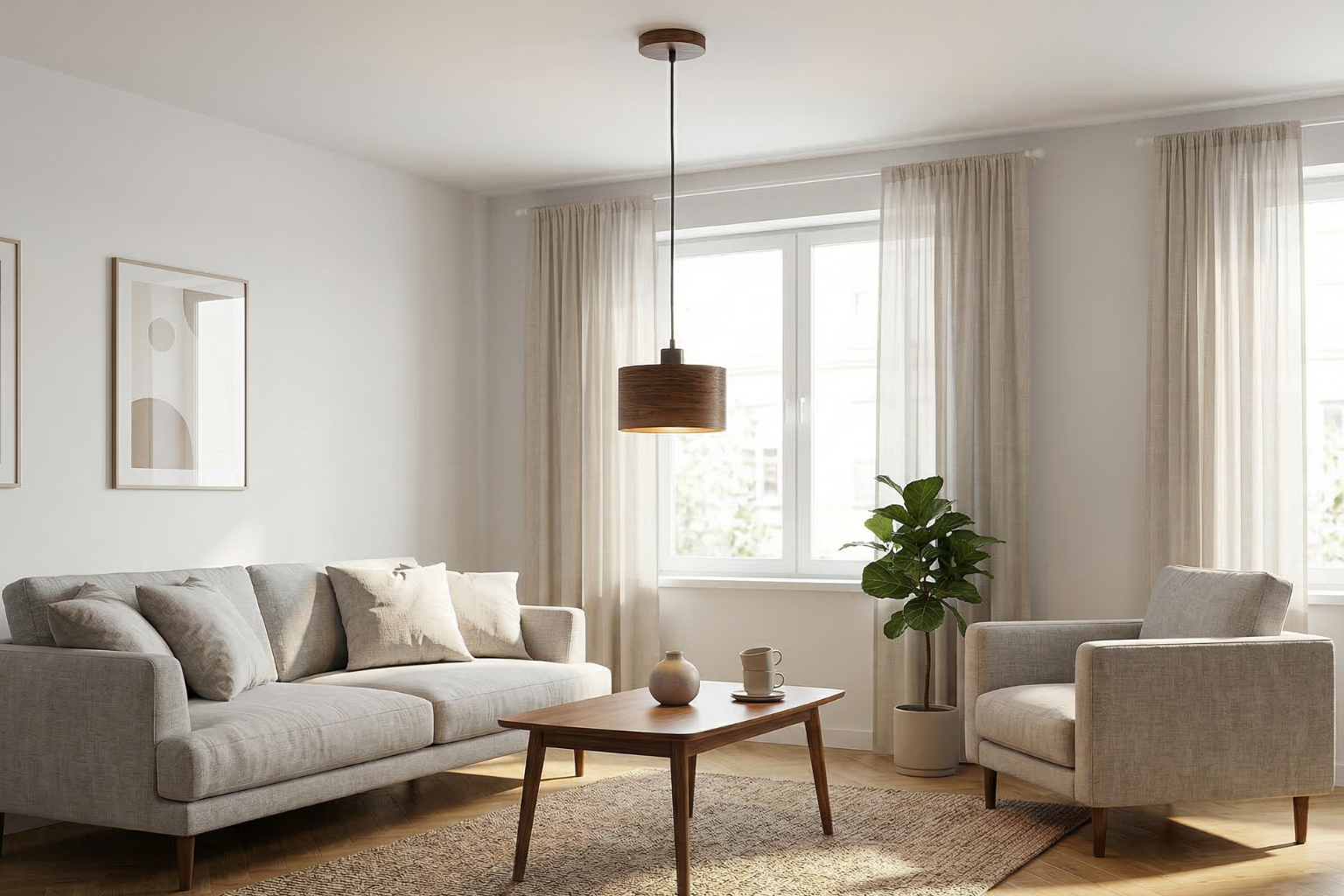 Lampa wisząca drewniana ANTILIA żyrandol Ciemny Dąb ∅205 - zdjęcie 5