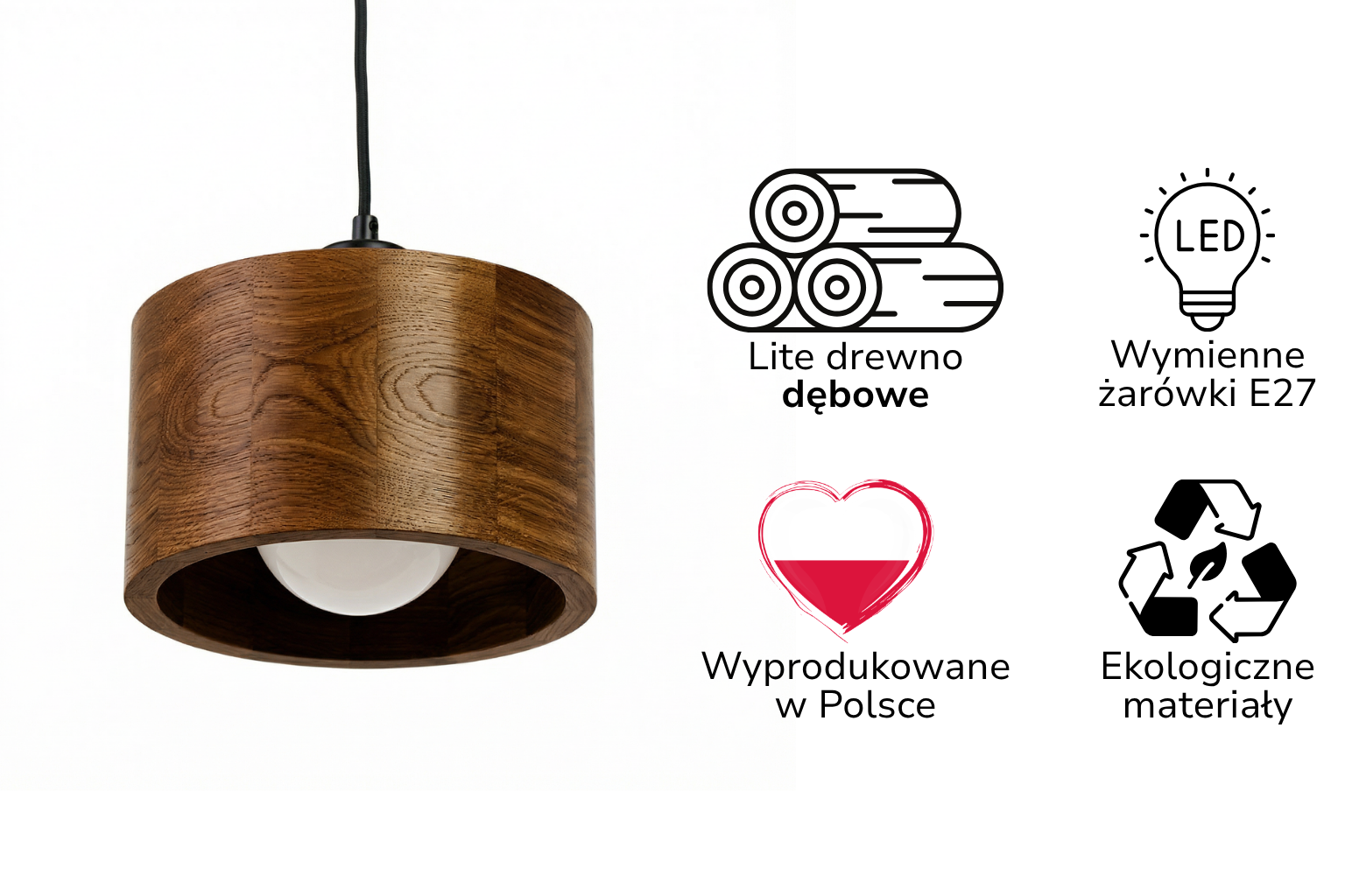 Lampa wisząca drewniana ANTILIA żyrandol Ciemny Dąb ∅205 - zdjęcie 2