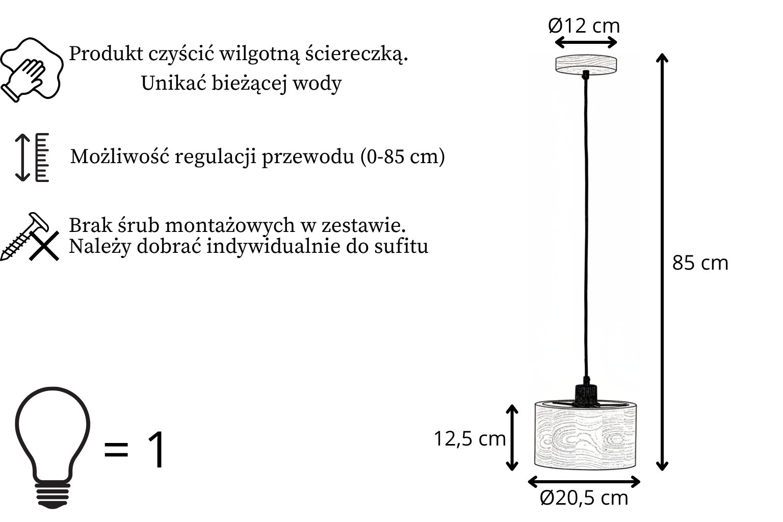Lampa wisząca drewniana ANTILIA żyrandol Ciemny Dąb ∅205 - zdjęcie 7