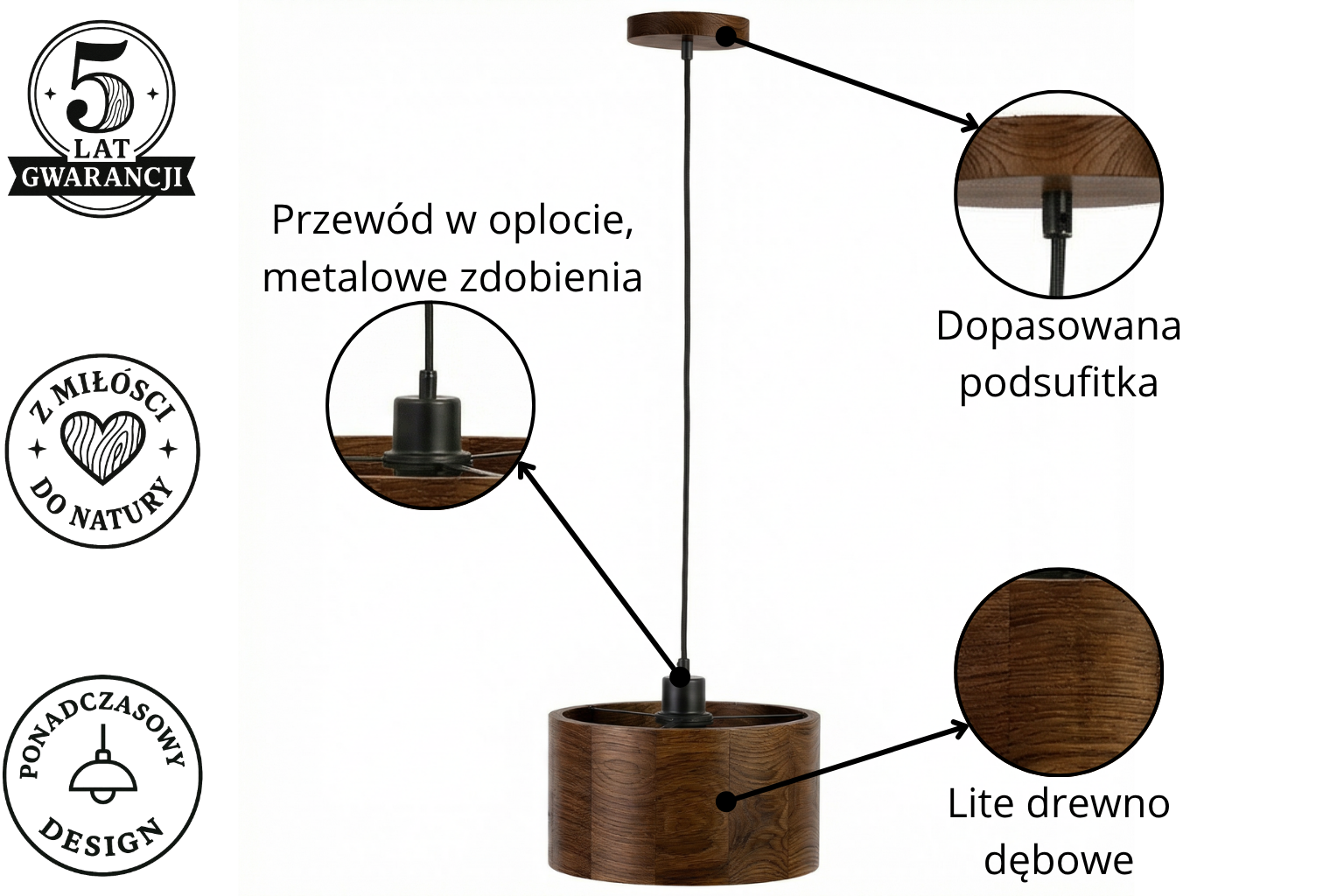 Lampa wisząca drewniana ANTILIA żyrandol Ciemny Dąb ∅275 Lampa wisząca drewniana ANTILIA żyrandol Ciemny Dąb ∅275 - zdjęcie 6