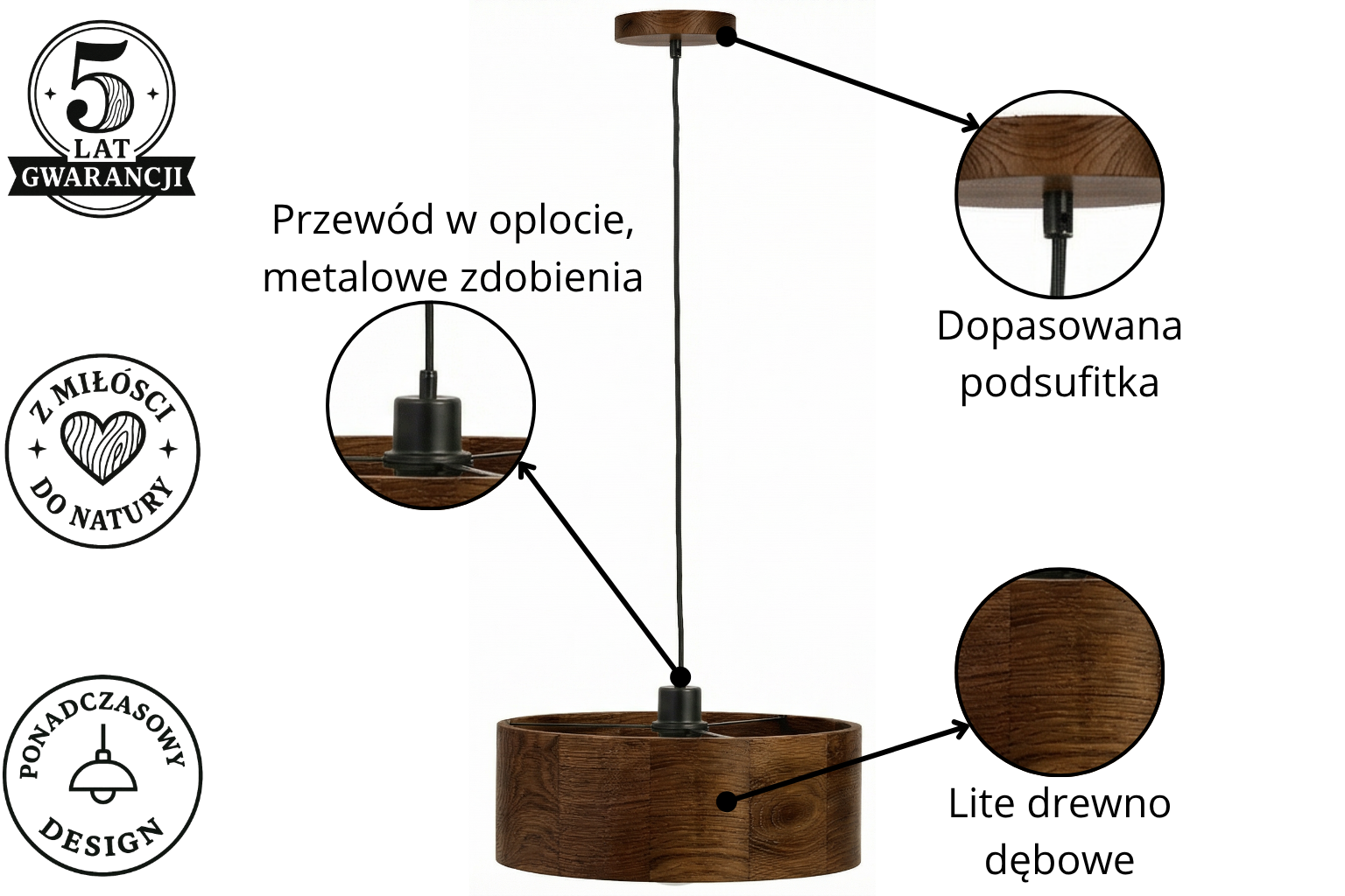 Lampa wisząca drewniana ANTILIA żyrandol Ciemny Dąb ∅375 Lampa wisząca drewniana ANTILIA żyrandol Ciemny Dąb ∅375 - zdjęcie 6