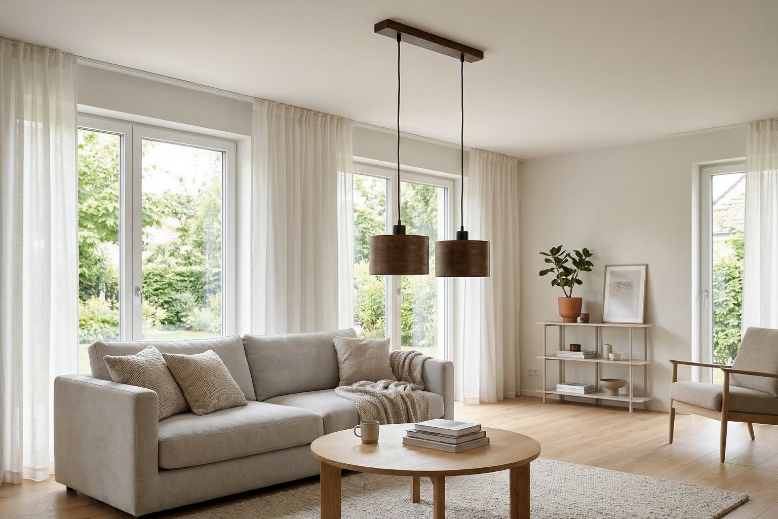 Lampa wisząca podwójna drewniana ANTILIA żyrandol Ciemny Dąb - zdjęcie 4