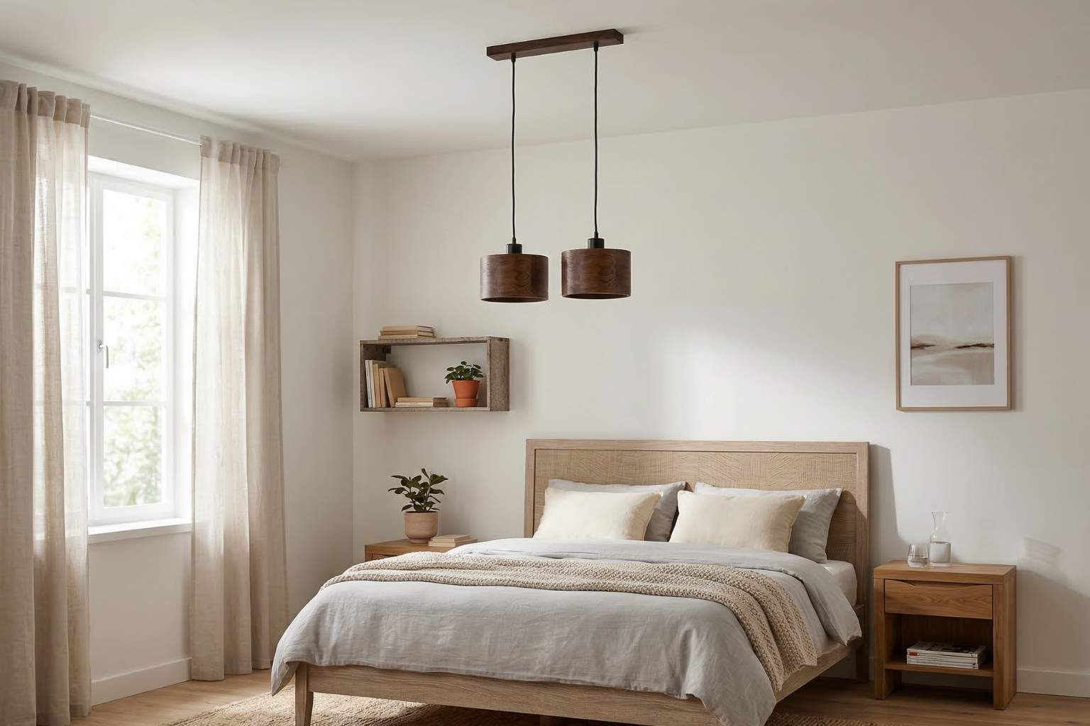 Lampa wisząca podwójna drewniana ANTILIA żyrandol Ciemny Dąb - zdjęcie 5