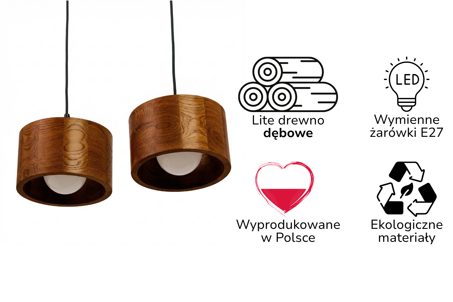 Lampa wisząca podwójna drewniana ANTILIA żyrandol Ciemny Dąb - zdjęcie 2