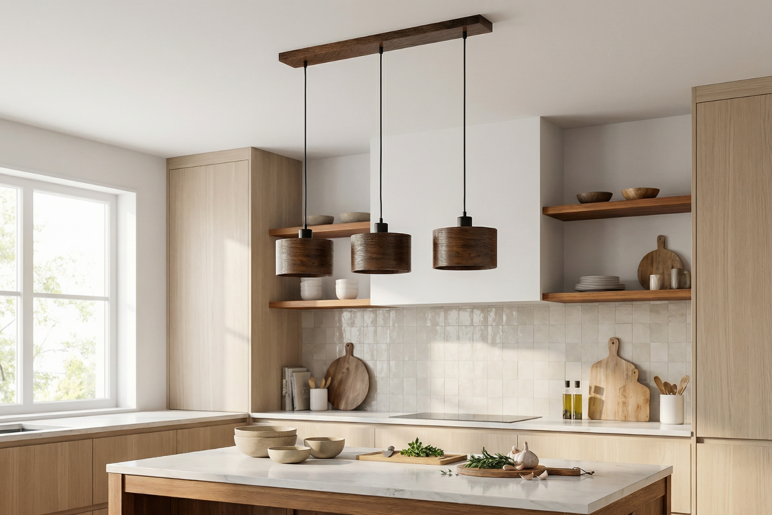 Lampa wisząca potrójna drewniana ANTILIA żyrandol Ciemny Dąb Lampa wisząca potrójna drewniana ANTILIA żyrandol Ciemny Dąb - zdjęcie 4