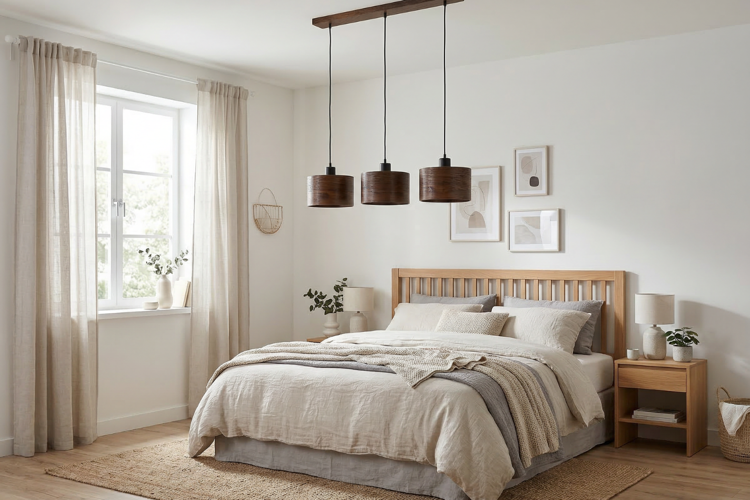 Lampa wisząca potrójna drewniana ANTILIA żyrandol Ciemny Dąb Lampa wisząca potrójna drewniana ANTILIA żyrandol Ciemny Dąb - zdjęcie 5