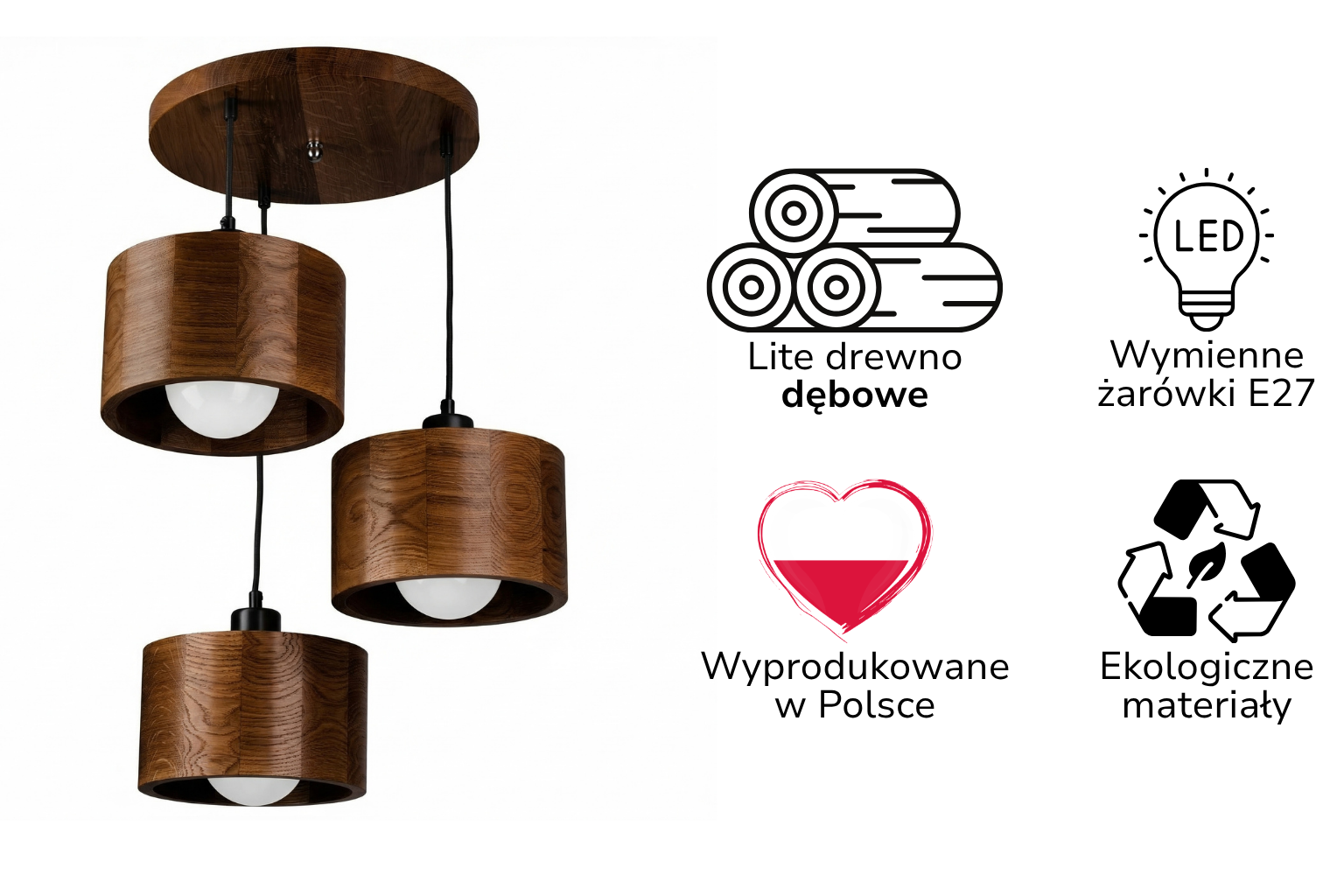 Lampa sufitowa wisząca ANTILIA żyrandol DĄB do salonu sypialni STYLOWA - zdjęcie 2