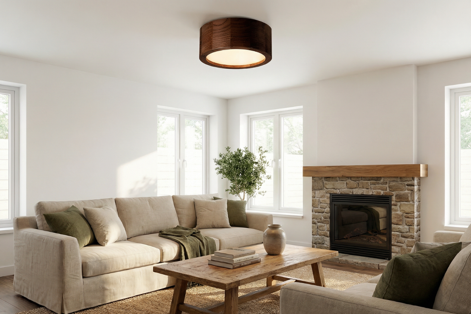 Lampa sufitowa LEJA Plafon ∅200 Ciemny Dąb do salonu kuchni łazienki STYLOWA - zdjęcie 3