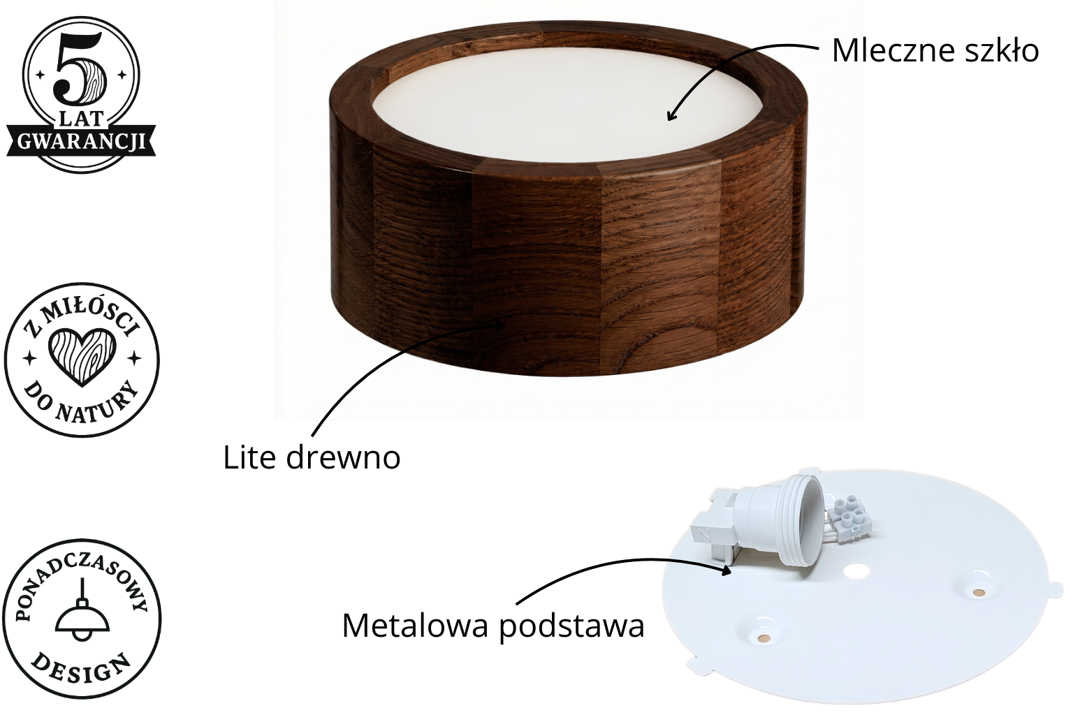 Lampa sufitowa LEJA Plafon ∅200 Ciemny Dąb do salonu kuchni łazienki STYLOWA - zdjęcie 6