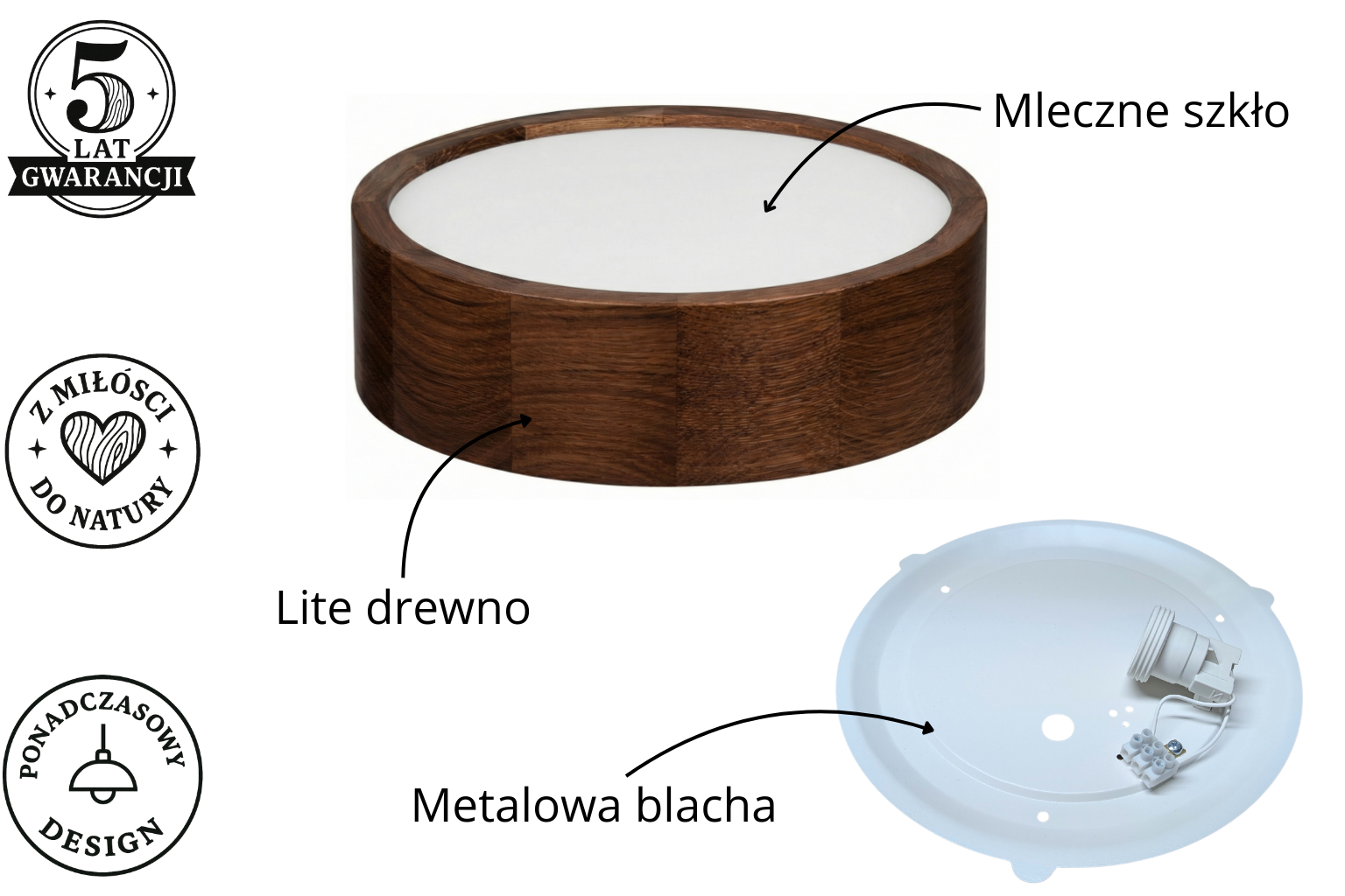 Lampa sufitowa LEJA Plafon ∅275 Ciemny Dąb do salonu kuchni łazienki STYLOWA - zdjęcie 6