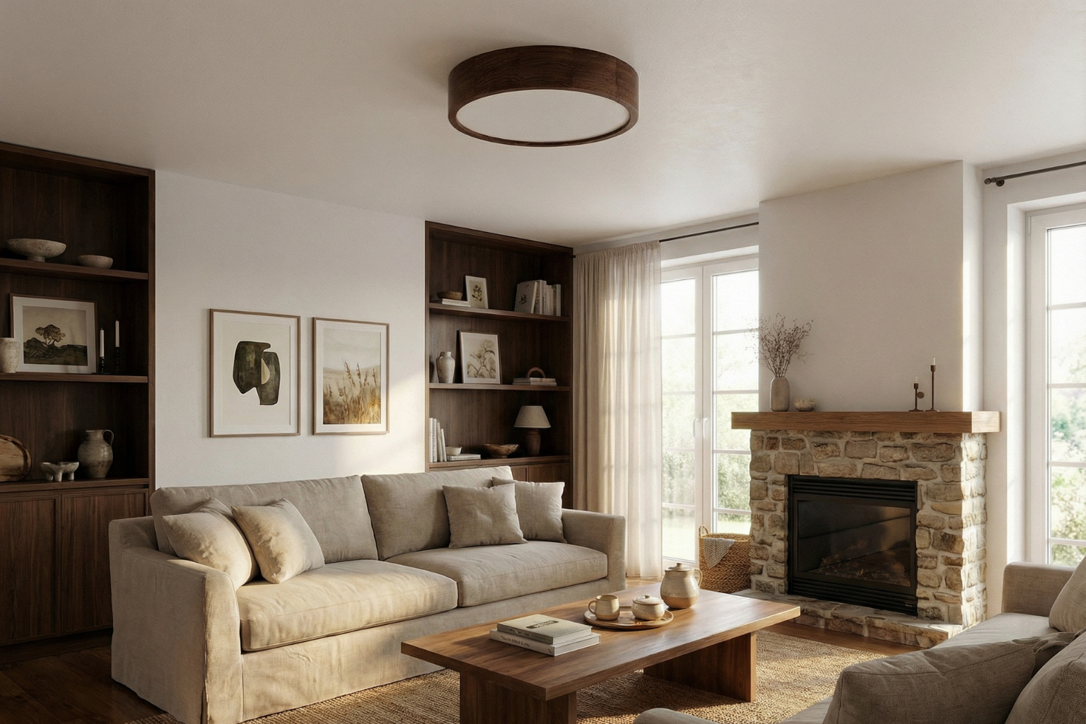 Lampa sufitowa LEJA Plafon ∅375 Ciemny Dąb do salonu kuchni łazienki STYLOWA - zdjęcie 1