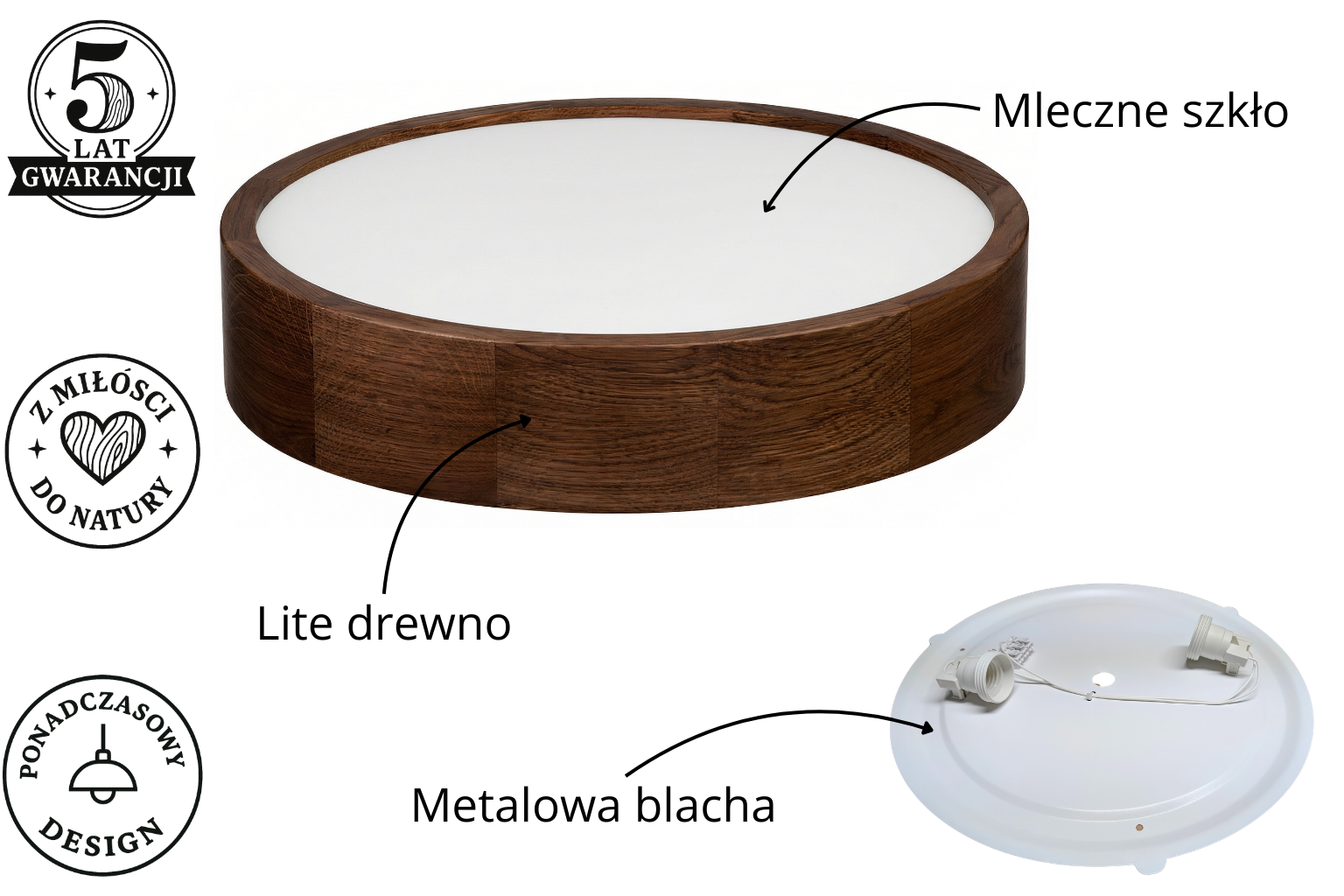 Lampa sufitowa LEJA Plafon ∅375 Ciemny Dąb do salonu kuchni łazienki STYLOWA - zdjęcie 6