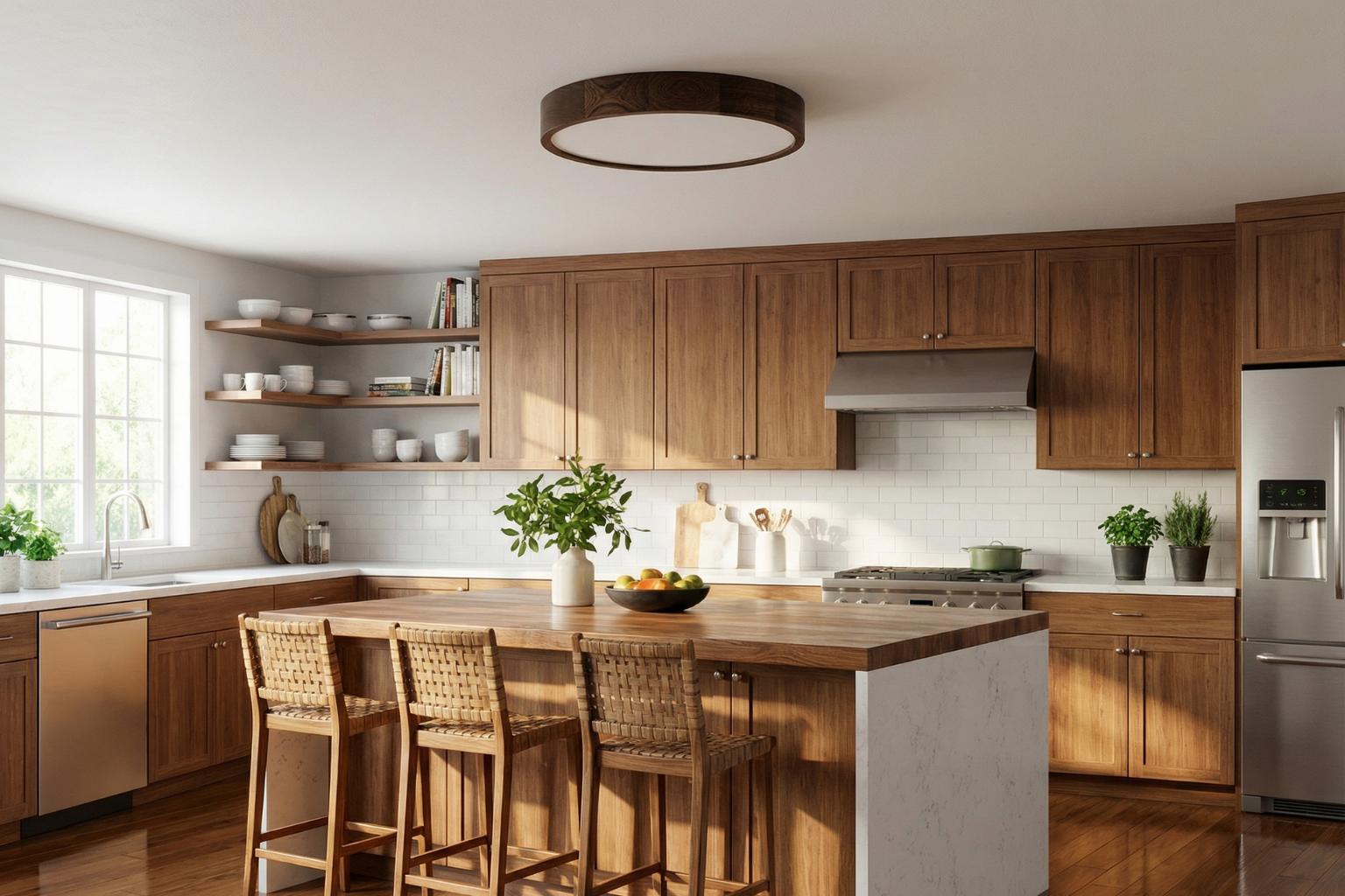 Lampa sufitowa LEJA Plafon ∅475 Ciemny Dąb do salonu kuchni łazienki STYLOWA - zdjęcie 1