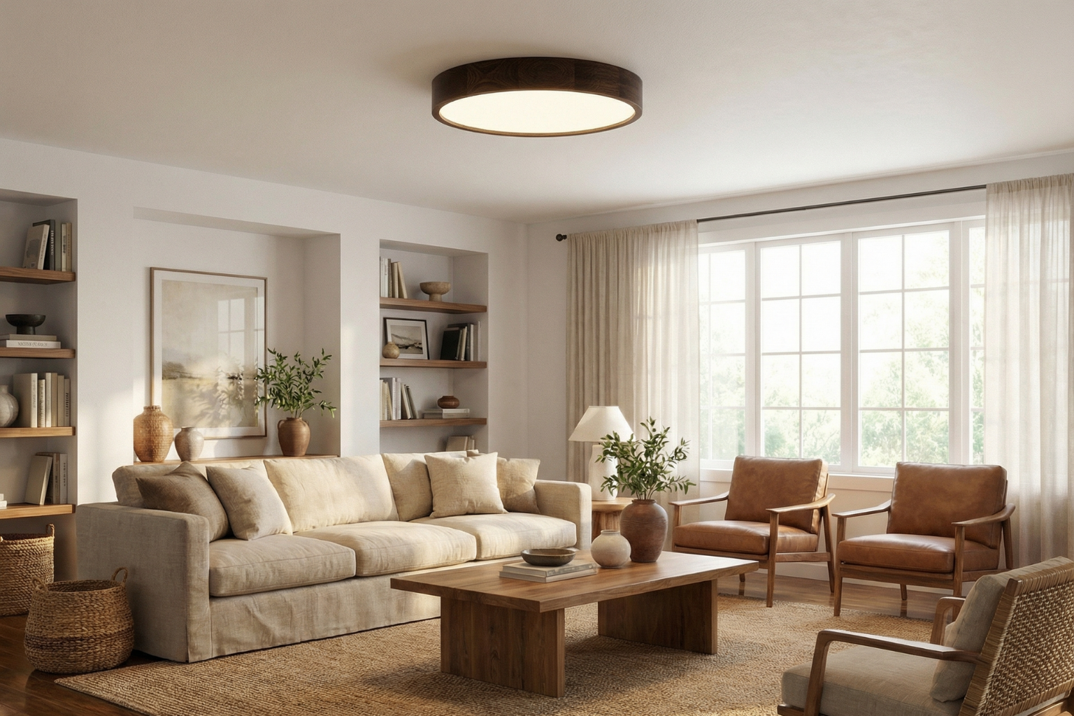Lampa sufitowa LEJA Plafon ∅475 Ciemny Dąb do salonu kuchni łazienki STYLOWA - zdjęcie 3