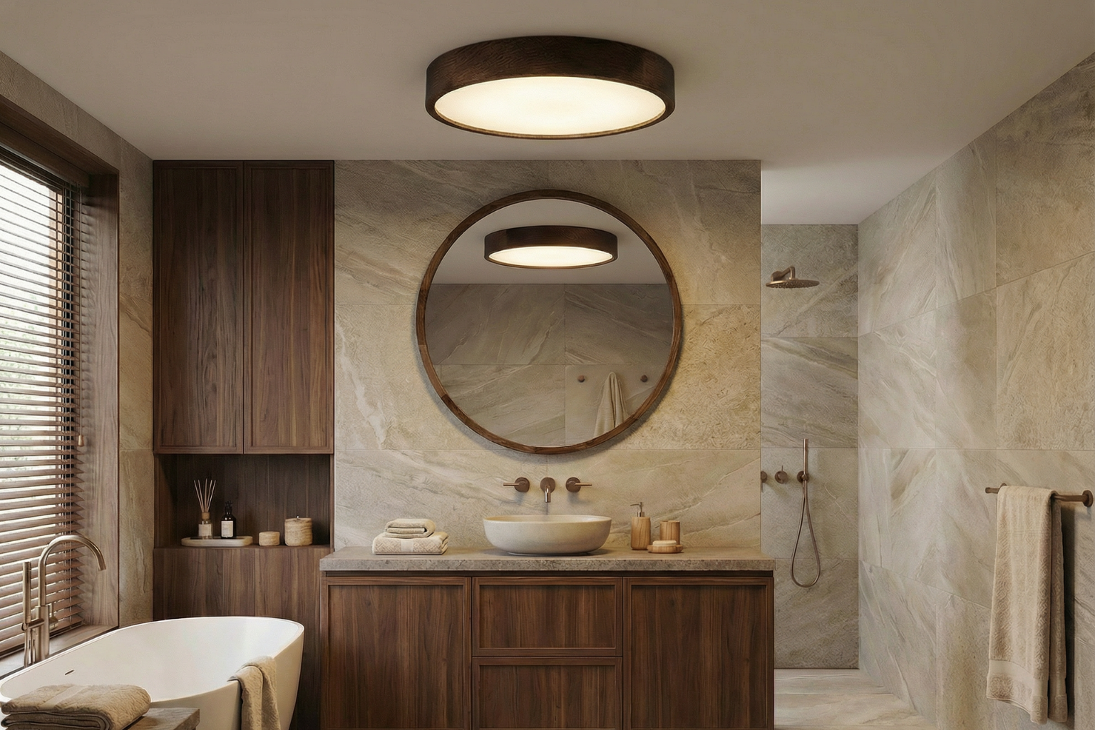 Lampa sufitowa LEJA Plafon ∅475 Ciemny Dąb do salonu kuchni łazienki STYLOWA - zdjęcie 5