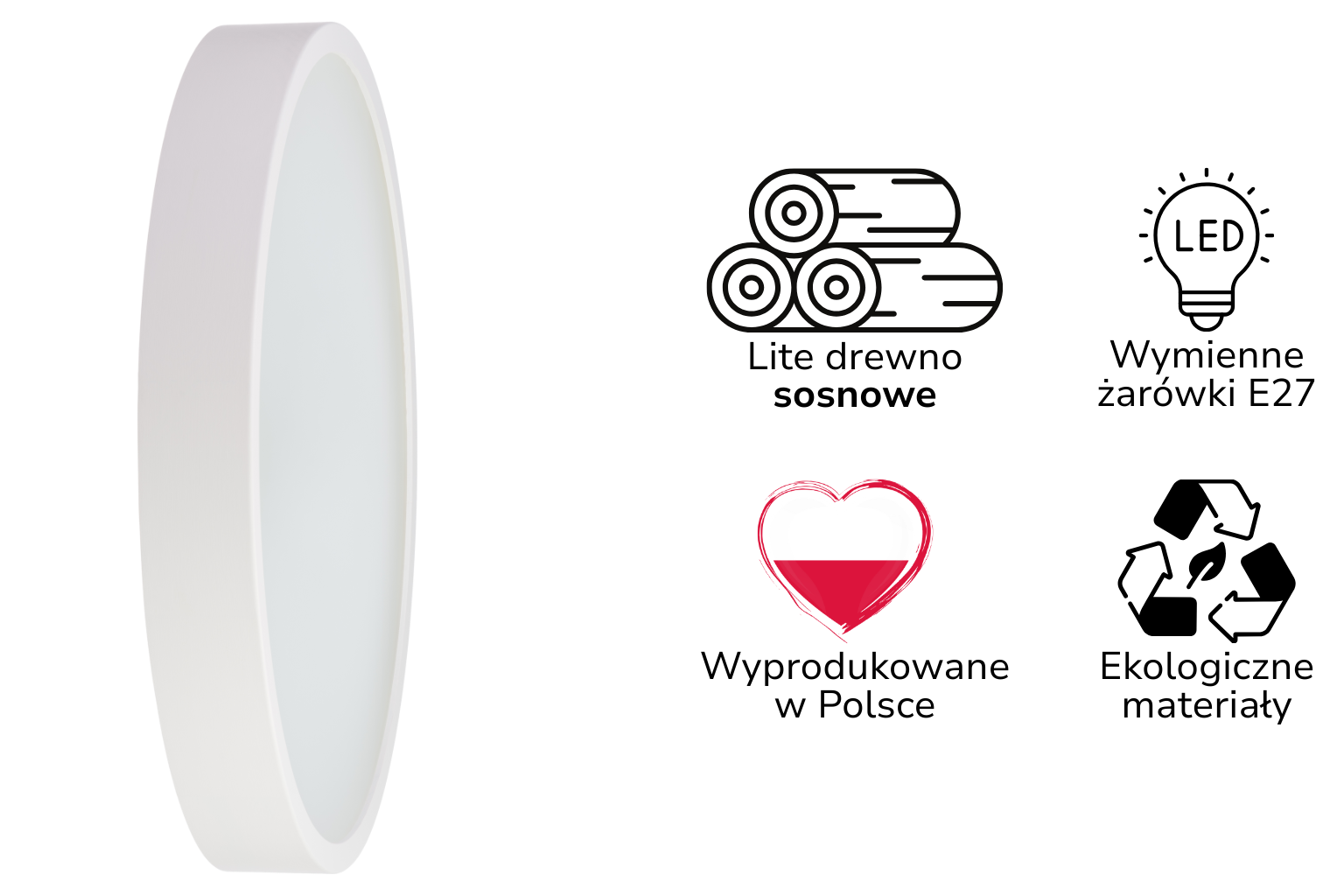 Lampa sufitowa LEJA Plafon ∅575 Biały Mat do salonu kuchni łazienki STYLOWA - zdjęcie 2