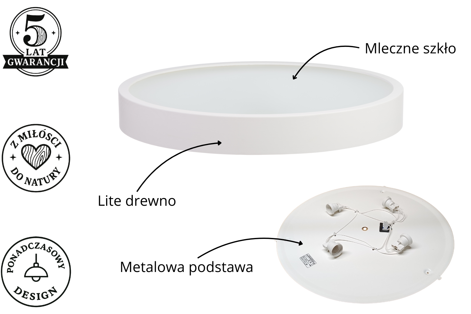Lampa sufitowa LEJA Plafon ∅575 Biały Mat do salonu kuchni łazienki STYLOWA - zdjęcie 6