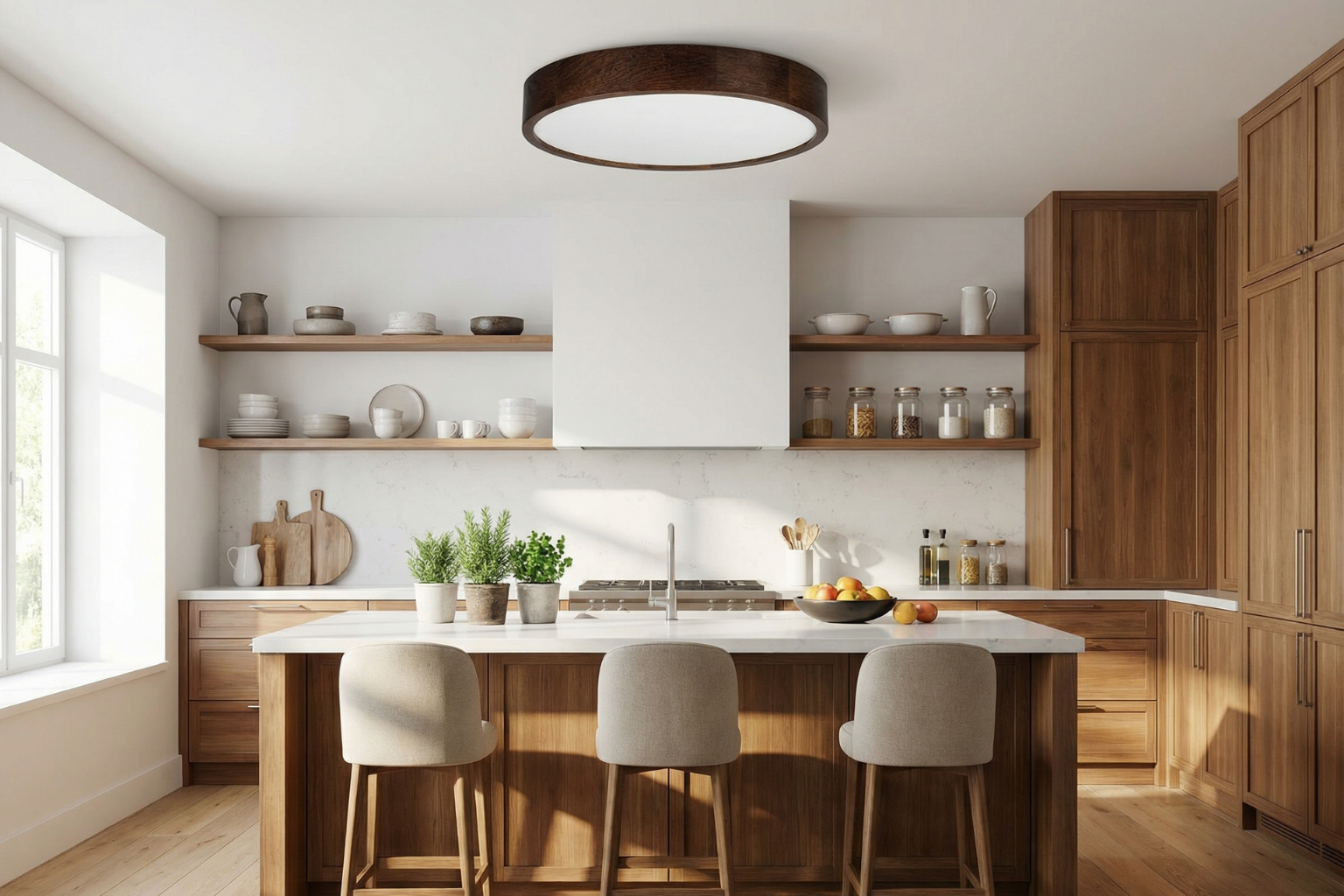 Lampa sufitowa LEJA Plafon ∅575 Ciemny Dąb do salonu kuchni łazienki STYLOWA - zdjęcie 1