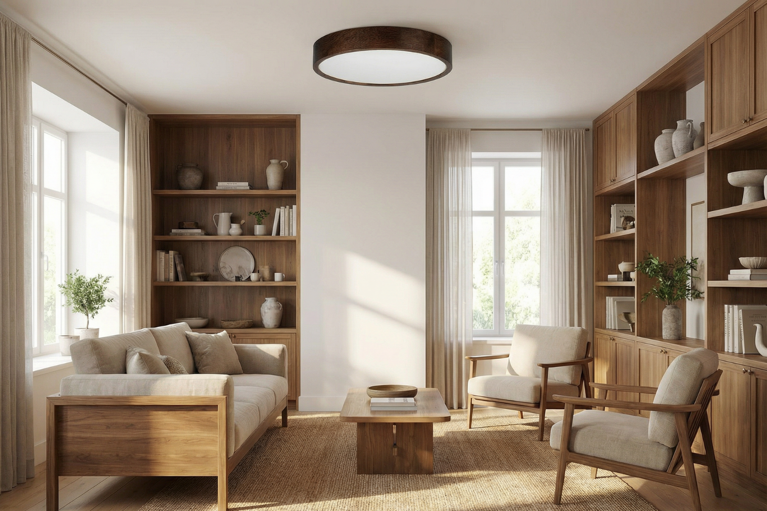 Lampa sufitowa LEJA Plafon ∅575 Ciemny Dąb do salonu kuchni łazienki STYLOWA - zdjęcie 3