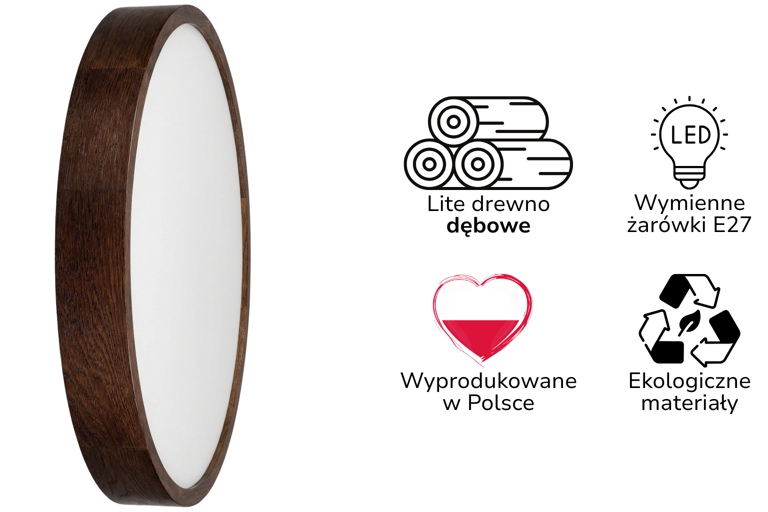 Lampa sufitowa LEJA Plafon ∅575 Ciemny Dąb do salonu kuchni łazienki STYLOWA - zdjęcie 2