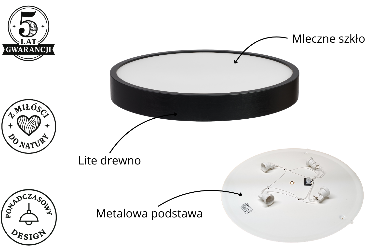 Lampa sufitowa LEJA Plafon ∅575 Czarny Mat do salonu kuchni łazienki STYLOWA - zdjęcie 6