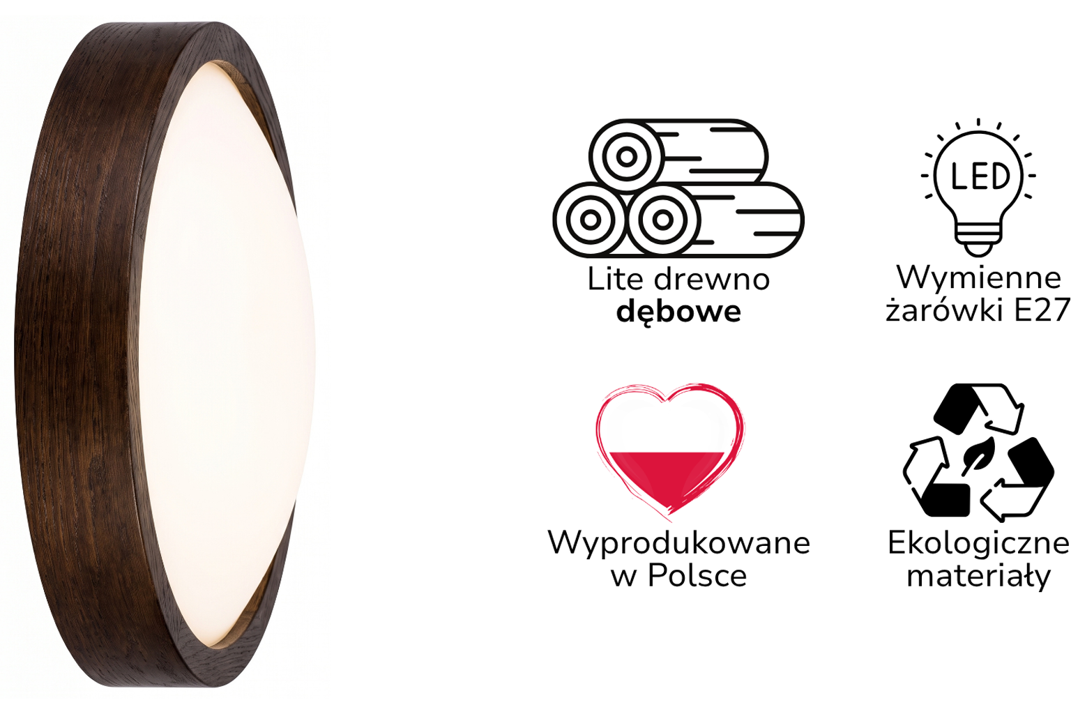 Lampa sufitowa ORION Plafon ∅275 DĄB do salonu kuchni łazienki STYLOWA - zdjęcie 2
