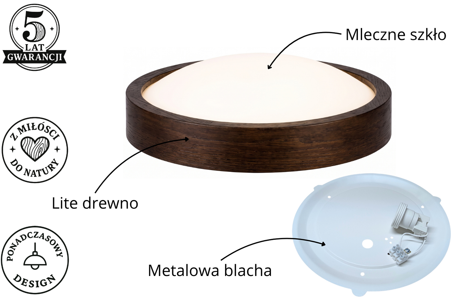 Lampa sufitowa ORION Plafon ∅275 DĄB do salonu kuchni łazienki STYLOWA - zdjęcie 6
