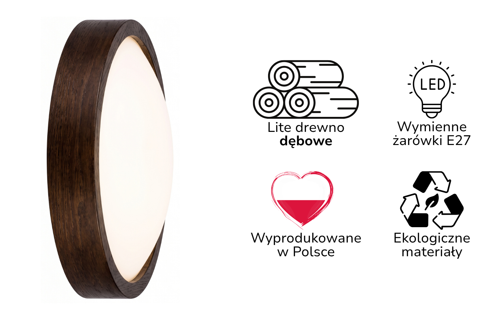 Lampa sufitowa ORION Plafon ∅375 Ciemny Dąb do salonu kuchni łazienki STYLOWA Lampa sufitowa ORION Plafon ∅375 DĄB do salonu kuchni łazienki STYLOWA - zdjęcie 2
