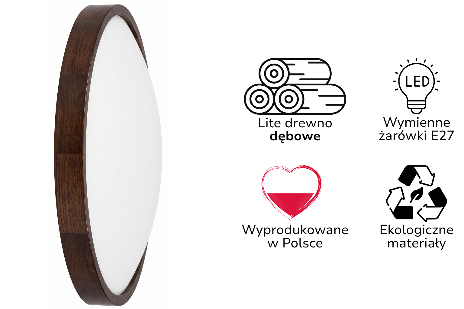 Lampa sufitowa ORION Plafon ∅475 Ciemny Dąb do salonu kuchni łazienki STYLOWA Lampa sufitowa ORION Plafon ∅375 DĄB do salonu kuchni łazienki STYLOWA - zdjęcie 2