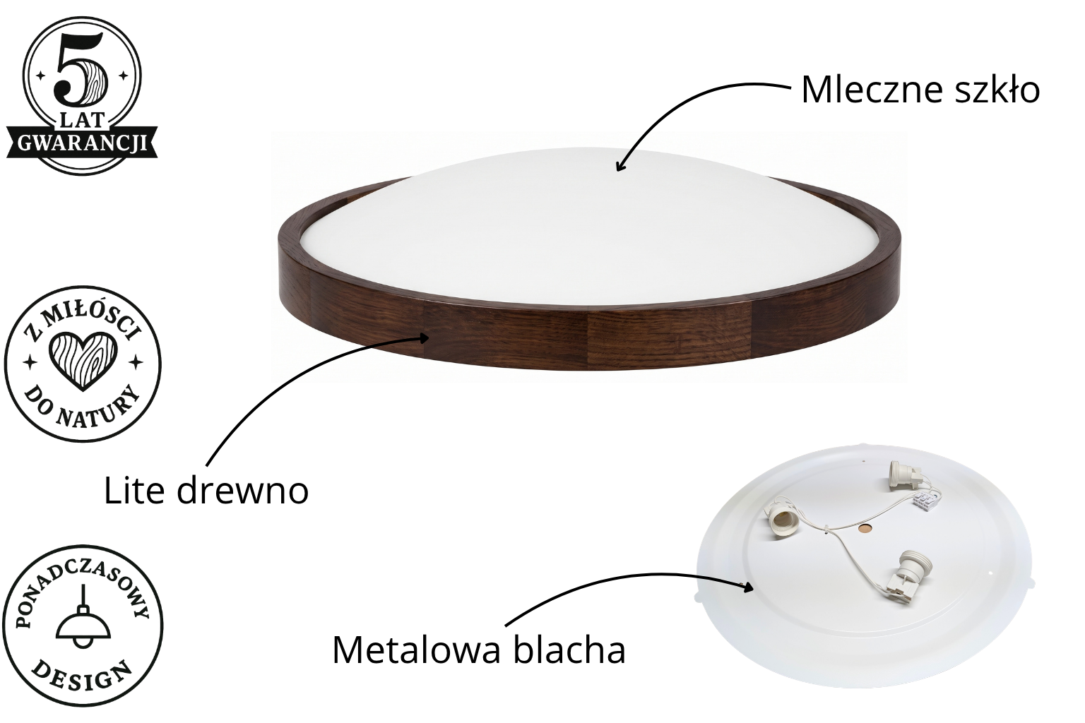 Lampa sufitowa ORION Plafon ∅475 Ciemny Dąb do salonu kuchni łazienki STYLOWA Lampa sufitowa ORION Plafon ∅375 DĄB do salonu kuchni łazienki STYLOWA - zdjęcie 6