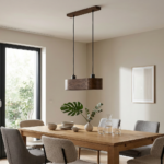 Lampa wisząca owalna ANTILIA żyrandol Ciemny Dąb 450mm