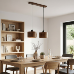 Lampa wisząca podwójna drewniana ANTILIA żyrandol Ciemny Dąb