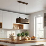 Lampa wisząca owalna ANTILIA żyrandol Ciemny Dąb 450mm