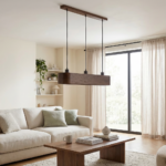 Lampa wisząca owalna ANTILIA żyrandol Ciemny Dąb 700mm