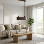 Lampa wisząca owalna ANTILIA żyrandol Ciemny Dąb 450mm