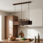 Lampa wisząca owalna ANTILIA żyrandol Ciemny Dąb 700mm