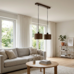 Lampa wisząca podwójna drewniana ANTILIA żyrandol Ciemny Dąb