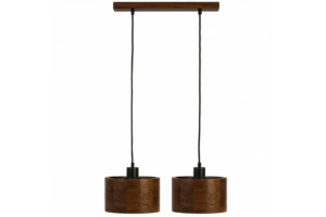 Lampa wisząca podwójna drewniana ANTILIA żyrandol Ciemny Dąb