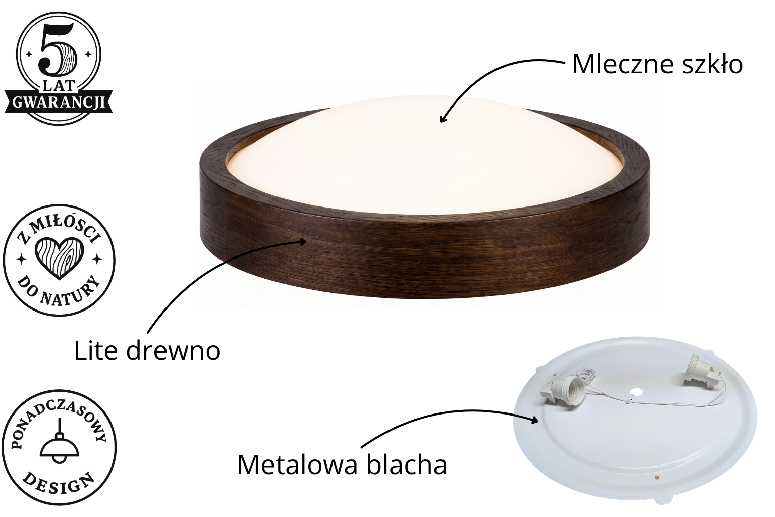 Lampa sufitowa ORION Plafon ∅375 Ciemny Dąb do salonu kuchni łazienki STYLOWA Lampa sufitowa ORION Plafon ∅375 Ciemny Dąb do salonu kuchni łazienki STYLOWA