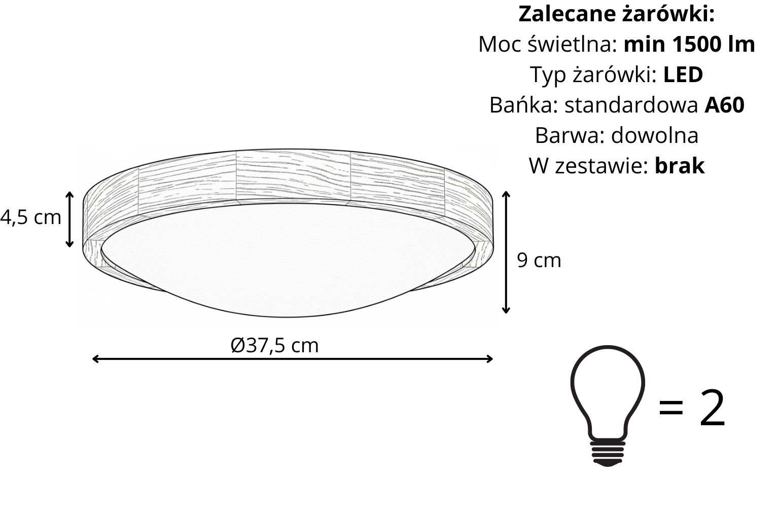 Lampa sufitowa ORION Plafon ∅375 Ciemny Dąb do salonu kuchni łazienki STYLOWA Lampa sufitowa ORION Plafon ∅375 Ciemny Dąb do salonu kuchni łazienki STYLOWA