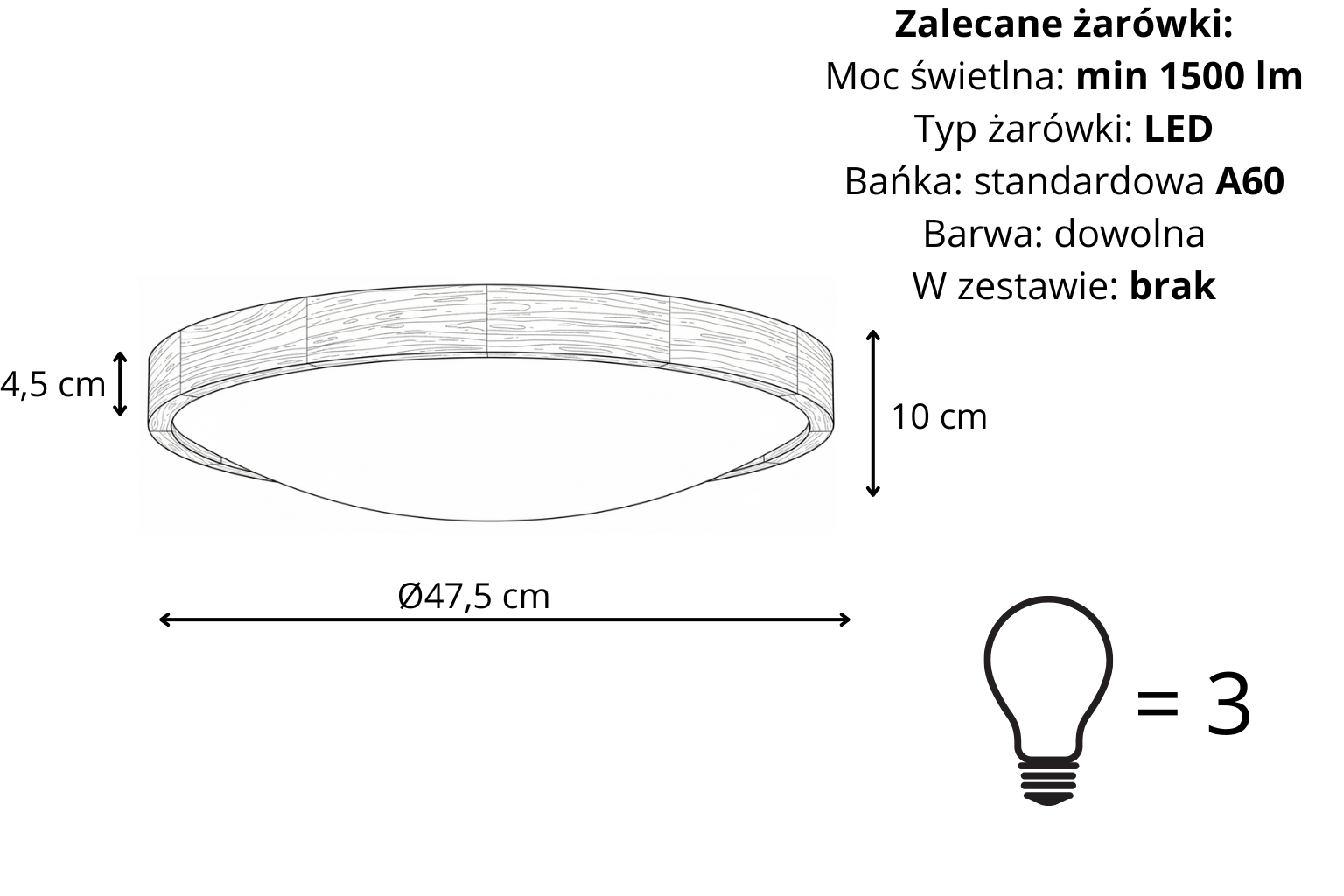 Lampa sufitowa ORION Plafon ∅475 Ciemny Dąb do salonu kuchni łazienki STYLOWA Lampa sufitowa ORION Plafon ∅475 Ciemny Dąb do salonu kuchni łazienki STYLOWA